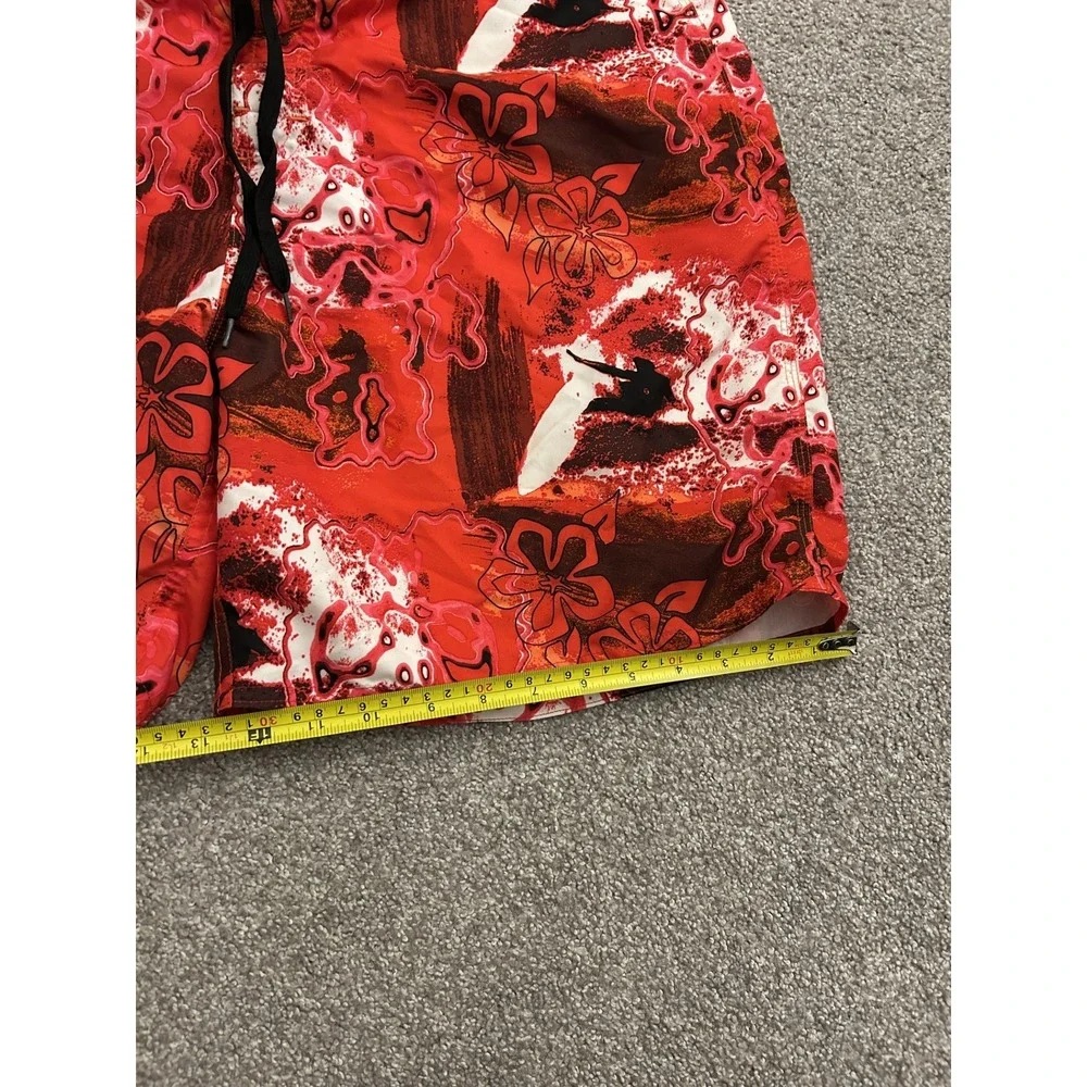 Vintage Sexy Kanu Surf‎ Board Shorts Mens 36 Red Tropical Surfer Print Excellent